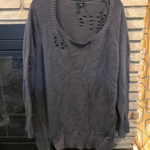 Distressed Sweater with Zipper Detail